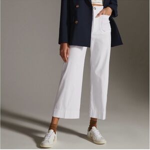 Anthropologie Maeve Colette Wide Leg Pants White Size 30 Tall